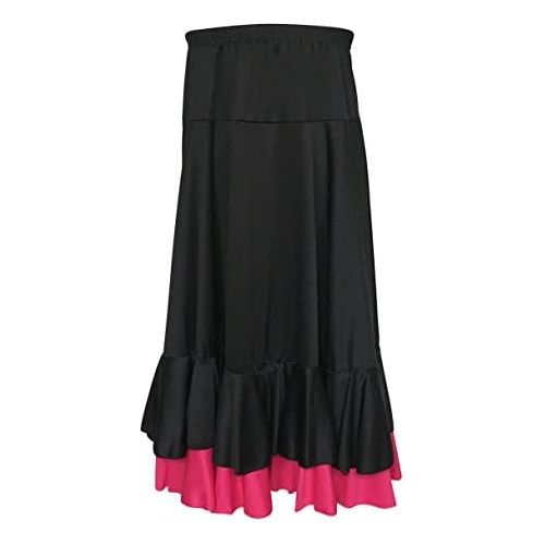  La Senorita La Seorita Spanish Flamenco Skirt Children Black Pink 2 Volants