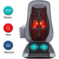 Naipo Shiatsu Back Massager Chair Pad with Heat & Vibrating Seat Massage Cushion for Shoulder Full Back Hips Muscle Relief, Use at Home Office Car