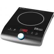 Safe and Powerful Portable Induction Cooktop Burner wCloth Bag by EurKitchen - 1800W - Quick-Adjust Precision Control Dial - 18 Temperature Settings - REQUIRES INDUCTION COOKWARE