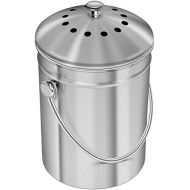 [아마존 핫딜] [아마존핫딜]Utopia Kitchen Stainless Steel Compost Bin for Kitchen Countertop - 1.3 Gallon Compost Bucket Kitchen Pail Compost with Lid - Includes 1 Spare Charcoal Filter