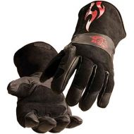 Black Stallion Revco BSX BS50 Prem. Pigskin MIGStick Welding Gloves wRed Flames, Small