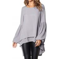 WWricotta Fashion Women Autumn Loose Long Puff Sleeve SOID Sweatshirt Top Blouse(,)