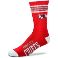 For Bare Feet NFL 4 Stripe Deuce Crew Socks Mens-Kansas City Chiefs-Size Large(10-13)