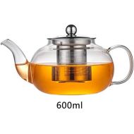 seasaleshop Glas Teekanne Teebereiter mit herausnehmbarem Edelstahl Teesieb Siebeinsatz Glaskanne Teekrug Teefilter 600/800 ml