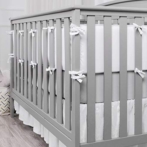  [아마존베스트]TILLYOU Baby Safe Crib Bumper Pads for Standard Cribs Machine Washable Padded Crib Liner Thick Padding for Nursery Bed 100% Silky Soft Microfiber Polyester Protector de Cuna, 4 Pie