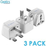 [아마존베스트]Ceptics UK, Hong Kong, Ireland, UAE Travel Plug Adapter (Type G) - 3 Pack [Grounded & Universal] (GP-7-3PK)