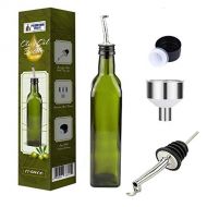 PREMIUM VIALS CREATIVE PACKAGING SOLUTIONS Olive Oil Dispenser Bottle - 17oz Glass Olive Oil Bottles with Easy Pour Spout Set - Oil and Vinegar Cruet Set with Food Grade Funnel Drip-Free Olive Oil Carafe Decanter for Kitche