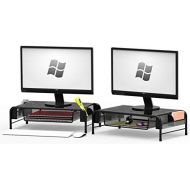 [아마존베스트]Simple Houseware SimpleHouseware 2PK Metal Desk Monitor Stand Riser with Organizer Drawer