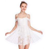 MiDee Nylon Lace Lyrical Dress Dance Costume Drap Sleeves and Georgette Fully Lined Leotard Underneath