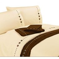 HiEnd Accents Embroidered Star Western Sheet Set, King, Cream