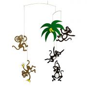 Flensted Mobiles Monkey Tree Hanging Nursery Mobile - 23 Inches Plastic - Handmade in Denmark by Flensted