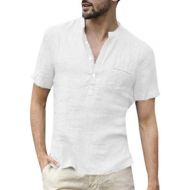 WWricotta Schuhe WWricotta Mens Baggy Cotton Linen SOID Color Short Sleeve Retro T Shirts Tops Blouse