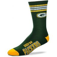 For Bare Feet NFL 4 Stripe Deuce Crew Socks Mens Large - Green Bay Packers