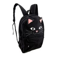 Zeckos Black Kitty Cat Face Canvas Backpack
