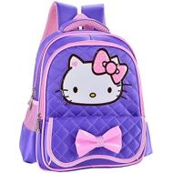 YOURNELO Pretty PU Leather Hello Kitty School Backpack Bookbag (A Purple, S)