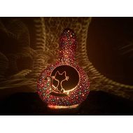 Rising Star Handmade Simply Cats | Gourd Lamp Night Light Unique Birthday Cat Lover Gift Idea Item Home Bedroom Decor Wall Art Women Girl