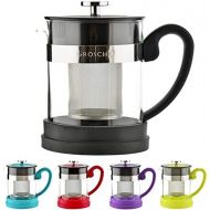 GROSCHE Valencia Personal Sized Teapot 20 oz. / 600 ml Made with Borosilicate Glass, Stainless Steel and Silicone (Black)