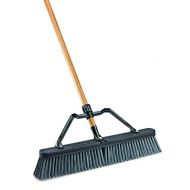 Libman Commercial 829 Rough Surface Industrial Push Broom with Brace, 65 Length, 24 Width, BlackGreyWood (Pack of 4)
