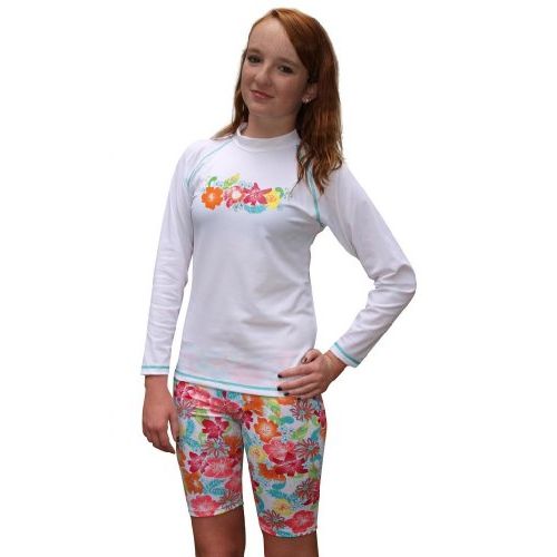  Sun Emporium Girls Long Sleeve UV Sun Protective Rash Guard Swim Shirt and Shorts 2 -piece Set- UPFSPF Protection