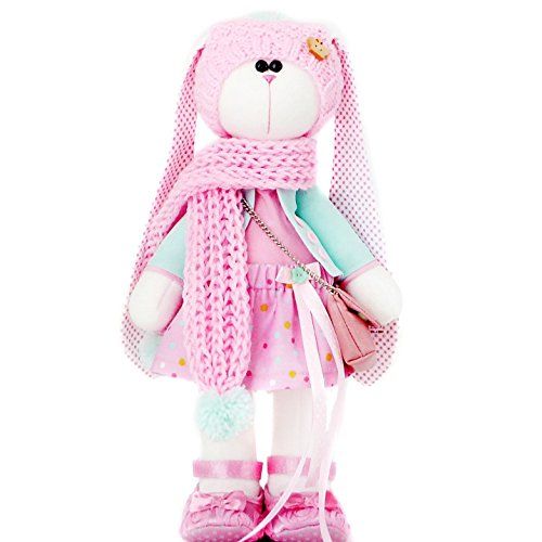  ZuzuHappyToys Easter bunny toy, Fabric doll 14.5 inch for girl, rabbit plush