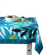 ShalinIndia Colorful Cotton Spring Floral Tablecloths For Dinning Tables 60 X 90 Inches, Turquoise Border