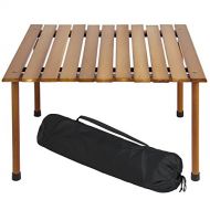Best Choice Products 28x28in Foldable Outdoor/Indoor All-Purpose Wooden Table for Picnics, Camping, Beach, Patio w/ Carrying Case