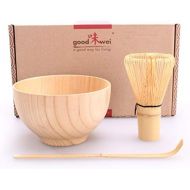 Goodwei Matcha Set Boku - Matchaschale aus Holz mit Bambusbesen und Loeffel (Dunkelbraun)