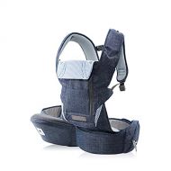 Pognae No 5 Plus Luxury All-in-One Baby Carrier Organic Infant Baby Hipseat Front Backpack Carrier (Blue Denim)