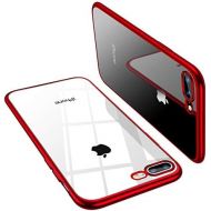 [아마존베스트]TORRAS Crystal Clear iPhone 8 Plus Case/iPhone 7 Plus Case, [Upgraded] Soft TPU Cover Slim Gel Phone Case for iPhone 7 Plus/8 Plus, Red