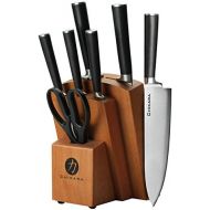 Ginsu Chikara Series Fully Forged 8-Piece Japanese Steel Knife Set  Cutlery Set with 420J Stainless Steel Kitchen Knives  Toffee Finish Block, 07138DS