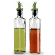 Danesco Retro Glass Oil & Vinegar Bottles Cruet Set with Pourers