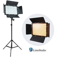 LimoStudio LED Barn Door Light Panel with Light Stand Tripod, Dimmable Brightness Control, Color Temperature Control by Color Filter Gel, Continuous Lighting Kit, AC Power Cord, Ph