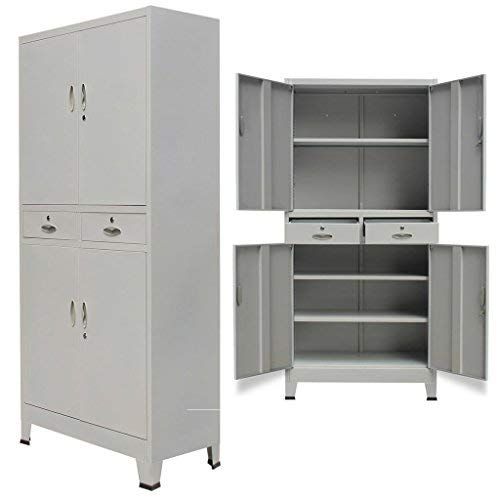  Daonanba Office Cabinet with 4 Doors 3 Adjsutable Shelves Storage File Cabinet Sturdy Steel Gray 35.4x15.7x70.9