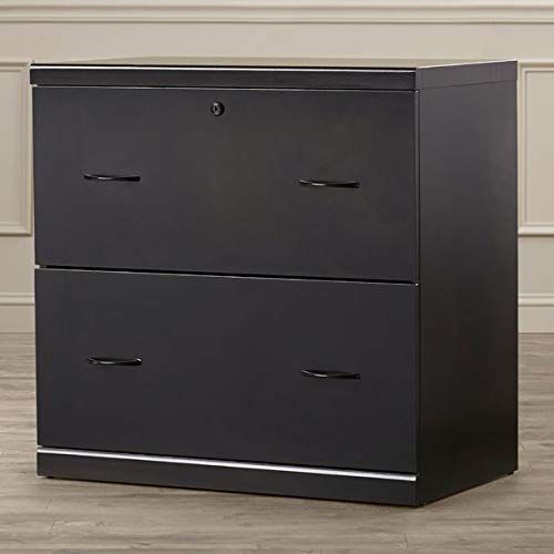 Classified Wood Lateral Filing Cabinet with Lock - 2 Drawer File Cabinet - Black
