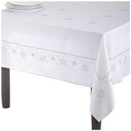 SARO LIFESTYLE 5282 Ice Crystal Tablecloth, 65-Inch by 120-Inch, White