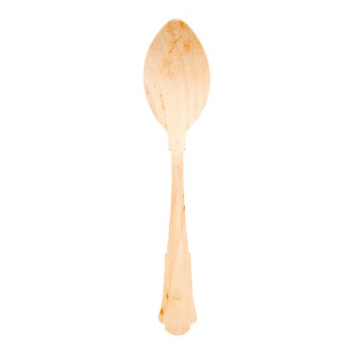  Wood Spoon, Wooden Spoon - Baroque Style - 7.9 - Birch - Strong and Safe - Disposable - 500ct Box - Restaurantware