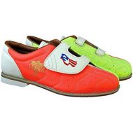 Bowlerstore Mens Glow TCR-GV Cobra Rental Bowling Shoes- Hook and Loop, 9 12 US M, Neon YellowOrangeWhite