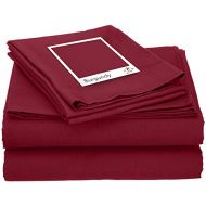 Clara Clark Affordable Microfiber Bed Sheet Set, Queen, Burgundy