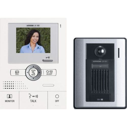  Aiphone JKS-1AD AudioVideo Single-Door Intercom Set, Includes Master Station with Power Supply and Surface-Mount Door Station