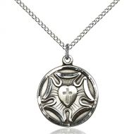 Unknown Sterling Silver Womens LUTHERAN Pendant - Includes 18 Inch Light Curb Chain - Deluxe Gift Box Included