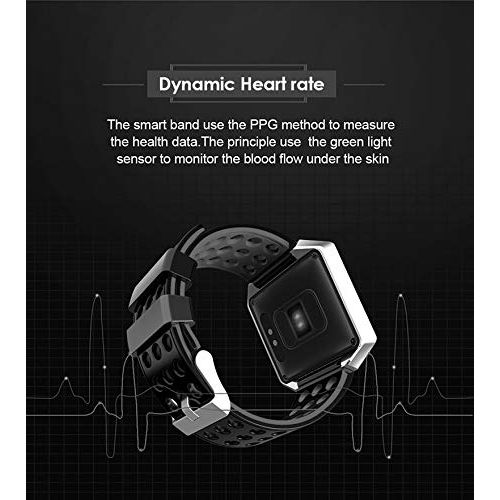  WRRAC-Monitors Bluetooth Smart Bracelet Fitness Calorie Step Counter with Heart Rate Monitor Blood Pressure Suitable for Kids Men Women for Android 4.4 or iOS 8.2 and Above Only