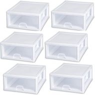 MRT SUPPLY 16-Quart Modular Stacking Storage Drawer Containers, 6 Pack with Ebook