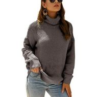 [아마존 핫딜]  [아마존핫딜]Angashion Womens Casual Long Sleeve Turtleneck Cable Knit Oversized Pullover Sweater Tops