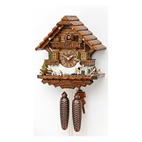  Kammerer Uhren Hekas Cuckoo Clock Black Forest house with moving wood chopper