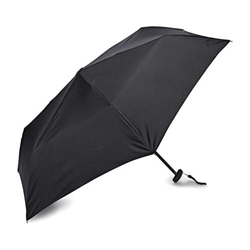 쌤소나이트 Samsonite Manual Compact Flat Umbrella, Black, One Size