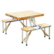 BHH-Picnic table Wooden Folding Picnic Table and Chair Set Portable Lightweight Sturdy Durable Suitcase Outdoor Indoor Camping Barbecue Garden Terrace Party Self-Driving Beach Yard