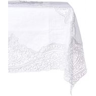 Violet Linen Seville Embroidered Vintage Lace Design White Tablecloths - 70 x 162