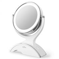 [아마존 핫딜] [아마존핫딜]Makeup Mirror LED Lighted with 1X/7X Magnification, Anjou Vanity Mirror Battery-Powered, Removable, Double Side, 360° Rotation for Countertop Cosmetic Makeup, White
