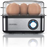 Arendo - Eierkocher Edelstahl fuer 1 bis 8 Eier - Egg Cooker - 500 W  Kontroll Leuchte  Drehregler fuer drei Hartegrade - spuelmaschinengeeignet - Edelstahl gebuerstet