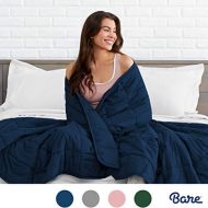 [아마존 핫딜]  [아마존핫딜]Bare Home Weighted Blanket17lb - Standard Size for Kids or Adult - All-Natural 100% Cotton - Heavy Blanket Nontoxic Glass Beads (Dark Blue, 60x80)